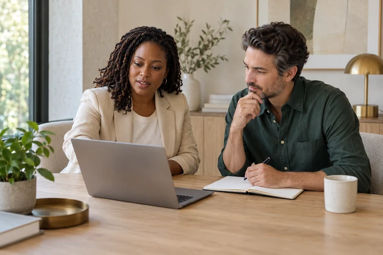 Illustrative people planning an employee benefit together